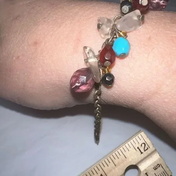 Multi Stone and Beaded Gold Tone Bracelet/Anklet - Picture 3 of 5